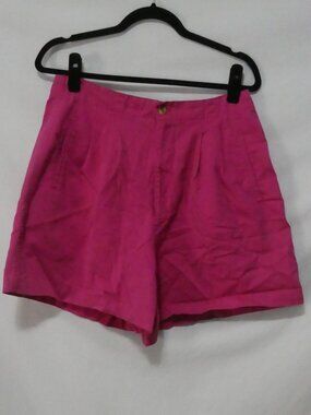 FAIRSET PETITES Vintage Fuchsia Pink Cotton Pleated Shorts - Size 14